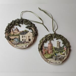 VINTAGE Scenic Holiday Ornaments (2)